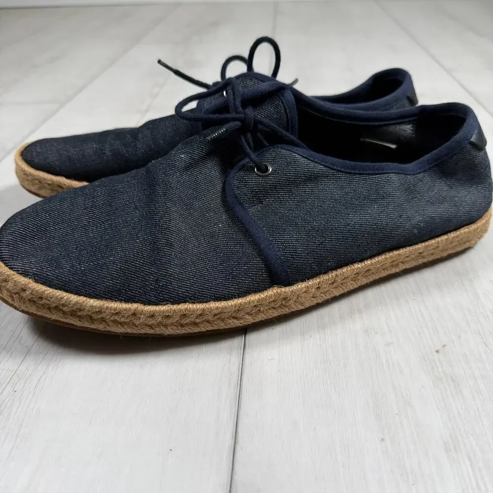 BURBERRY Mens Euro 43/ US 10 Navy Blue Denim Espadrille Laced Shoes Travel - Picture 4 of 10